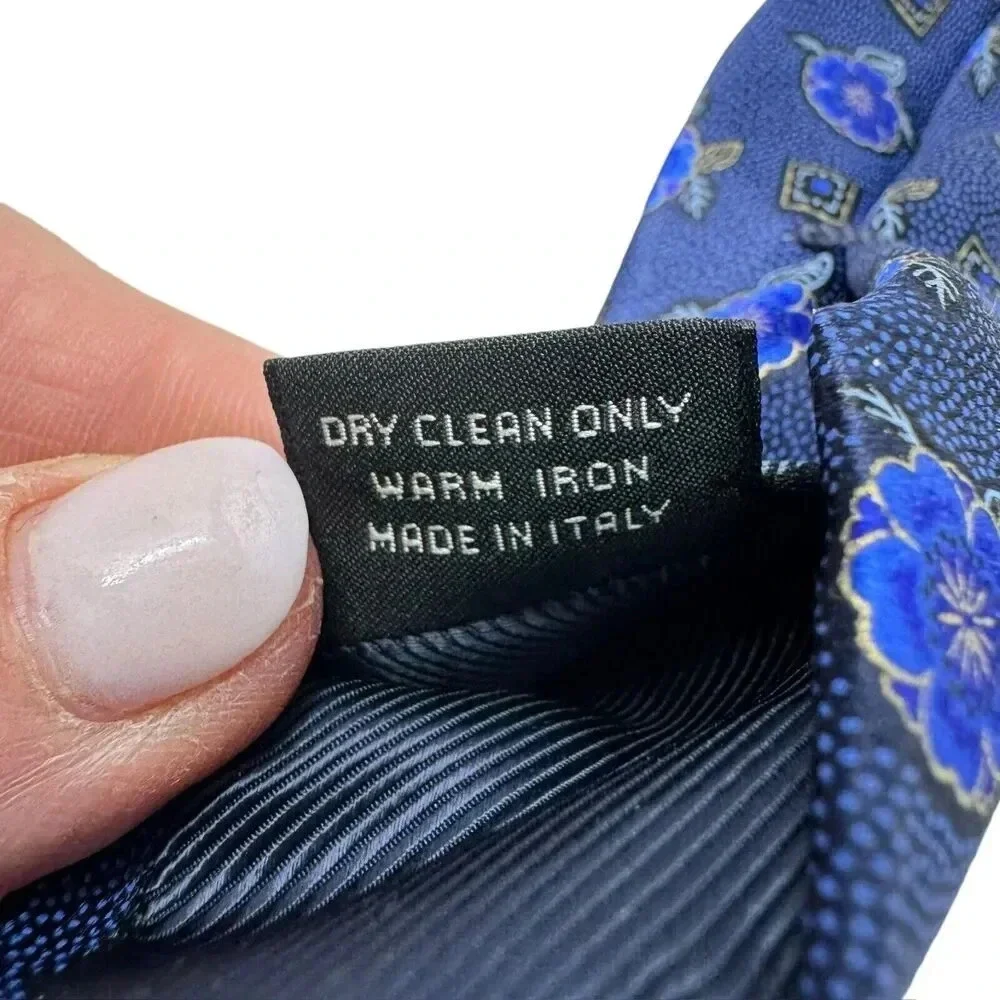 Ermenegilda Zegna blue Floral Silk Tie Recent Made In Italy